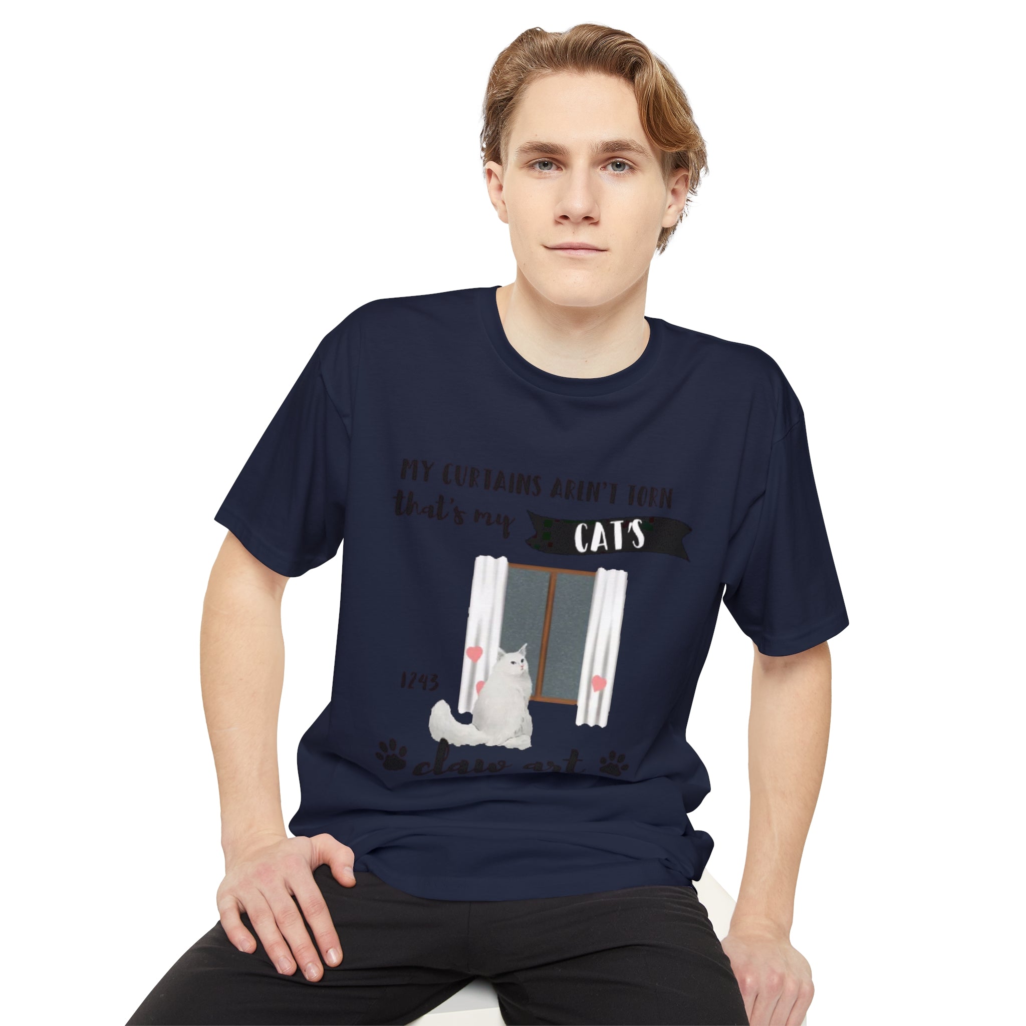 My Curtains aren't torn that is my Cat's | Unisex Long Body Urban Tee